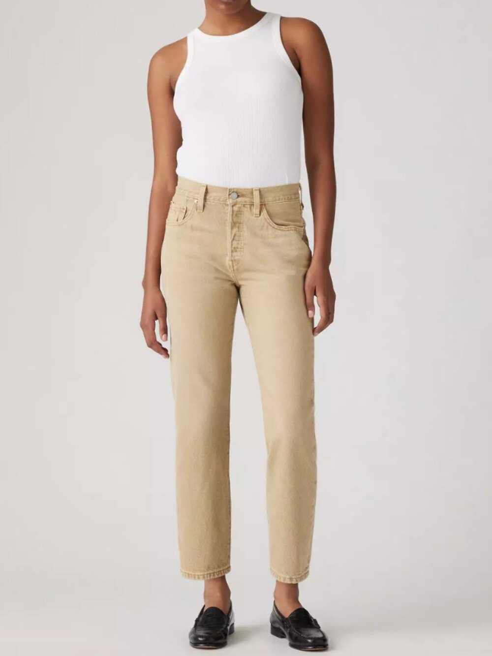 Levi’s 501 Original Cropped 25x26 - Scraped Travertine (Tan)